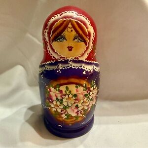Artistic 6.5” Floral Matryoshka 5 piece Doll - Red and Purple Russian